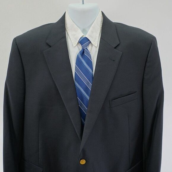 Jos A Bank Signature Wool 2 Gold Button Blazer Black‎ 48R Tagged 50S - Picture 1 of 12